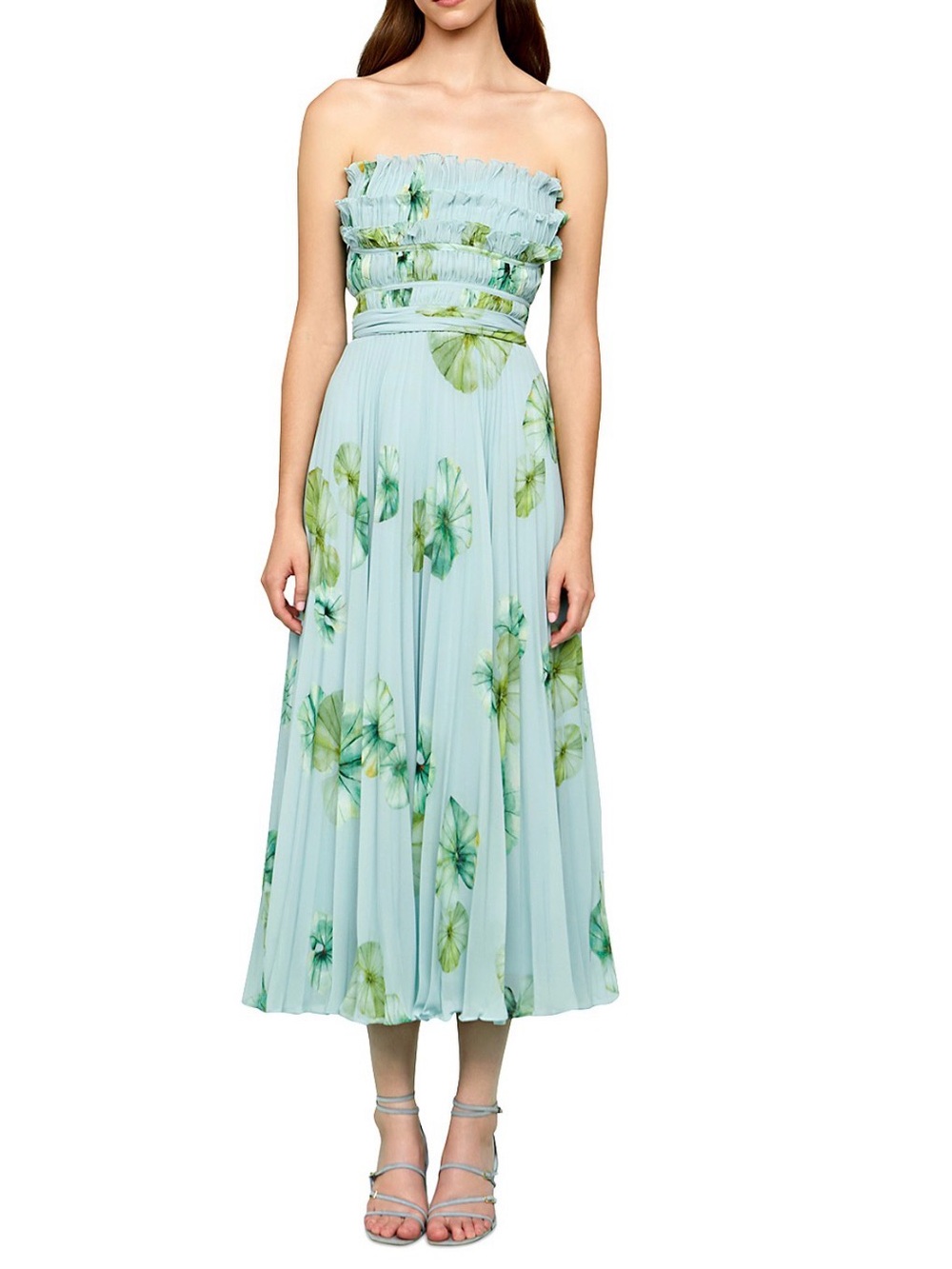 Amur Cathy Floral Plissé Midi Dress